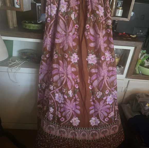 Farm Rio Palm Dream Braided Sleeveless Dress with Pink and Brown Design NWT - Picture 5 of 5